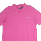 CHAPS Mens Pink Short Sleeve Plain Polo Shirt L Embroidered Logo Casual Summer