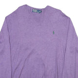 POLO RALPH LAUREN Mens Purple Plain Crew Neck Basic Knit Jumper XL Cotton Blend