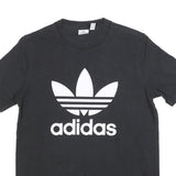 ADIDAS Womens Black Cotton Blend Graphic T-Shirt UK 14 Short Sleeve Crew Neck