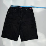 R2 Jeans Hip Hop Cargo Shorts - 32W 12L Black Cotton