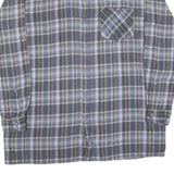Mens Blue Grey Plaid Cotton Shirt XL Checked Button-Down Collar Long Sleeve