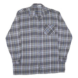 Mens Blue Grey Plaid Cotton Shirt XL Checked Button-Down Collar Long Sleeve