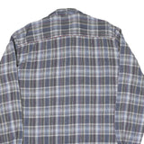Mens Blue Grey Plaid Cotton Shirt XL Checked Button-Down Collar Long Sleeve