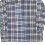 Mens Blue Grey Plaid Cotton Shirt XL Checked Button-Down Collar Long Sleeve