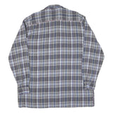 Mens Blue Grey Plaid Cotton Shirt XL Checked Button-Down Collar Long Sleeve
