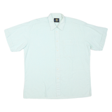 Mens White & Light Blue Cotton Blend Short Sleeve Shirt XL Casual Summer Wear