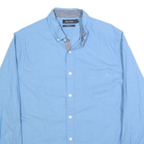 NAUTICA Mens Blue Classic Fit Shirt M Cotton Blend Button Down Long Sleeve