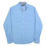 NAUTICA Mens Blue Classic Fit Shirt M Cotton Blend Button Down Long Sleeve