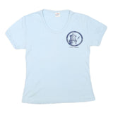 FUNTEES Womens Blue Graphic T-Shirt L Short Sleeve V-Neck Kauai Hawaii Design