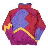 Womens Red & Purple Colourblock Casual Jacket M Polyester Blend Zip Retro Style