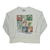 Pop Art Tongue Design The Rolling Stones Band Sweatshirt - Large White Cotton