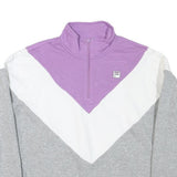 FILA Womens Purple & White & Grey Sweatshirt Collared M Cotton Blend Casual