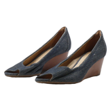 CLARKS Wedge Peep Toe Heels Blue Synthetic Womens UK 4.5