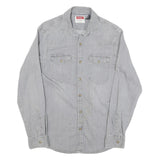 WRANGLER Mens Grey Light Denim Style Shirt S Casual Cotton Blend