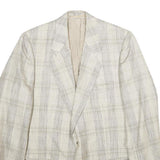 BOSS HUGO BOSS Mens Beige & Grey Checked Blazer Jacket L Polyester Blend Plain