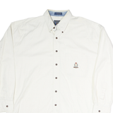 CHAPS Mens White Button-Down Shirt L Embroidered Crest Casual Cotton