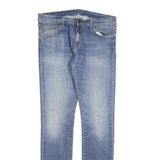 CARHARTT Mens Slim Blue Denim Slim Jeans W33 L34 Stylish Zip Closure
