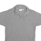 LACOSTE Mens Grey Short Sleeve Plain M Cotton Blend Polo Shirt Casual