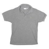 LACOSTE Mens Grey Short Sleeve Plain M Cotton Blend Polo Shirt Casual