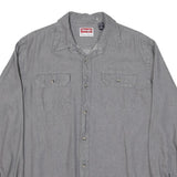 WRANGLER Mens Grey Cotton Blend Shirt L Button Front Casual Workwear