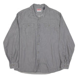 WRANGLER Mens Grey Cotton Blend Shirt L Button Front Casual Workwear