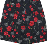 SAG HARBOR Womens Black & Red Floral Rayon Midi Button Skirt L Comfortable