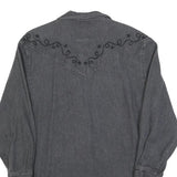 JEAN TERRIER Womens Grey Button Cotton Jacket L Embroidered Pattern