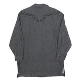 JEAN TERRIER Womens Grey Button Cotton Jacket L Embroidered Pattern