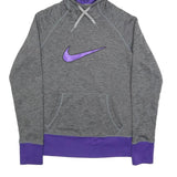NIKE Mens Grey & Purple Pullover Hoodie XS Therma-Fit Sports Sweatshirt