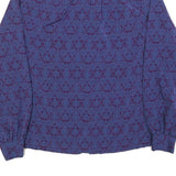 PENDLETON Womens Purple Printed Blouse Long Sleeve Button Neck M Patterned