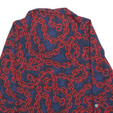 RICK CARDONA Womens Blue & Red Printed Shirt Long Sleeve V-Neck XL Stylish