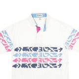 ANTIGUA Mens White Blue & Pink Abstract Print Short Sleeve Polo Shirt L Cotton