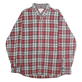 WEATHERPROOF Mens Red & White Checked Cotton Shirt XL Button-Down Collar Long