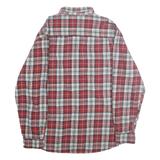 WEATHERPROOF Mens Red & White Checked Cotton Shirt XL Button-Down Collar Long