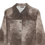 COURT Womens Brown Cotton Blend Button Jacket M Distressed Pattern