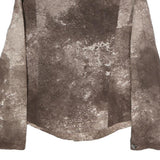 COURT Womens Brown Cotton Blend Button Jacket M Distressed Pattern