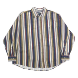 TRADER BAY Mens Blue & Beige Stripe Shirt XL Casual Long Sleeve Cotton