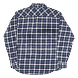 LINCOLN Mens Blue & White Check Shirt L Long Sleeve Cotton Blend Casual