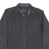 GRIZZLY MOUNTAIN Mens Black Cotton Blend Shirt L Button Front Casual Outdoor