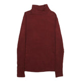 UNIQLO Womens Maroon Wool Blend Plain Roll Neck Basic Knit Jumper Size S