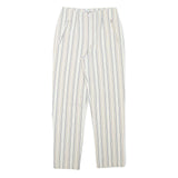VANILLA Womens Cotton Blend White & Beige Stripe Regular Fit Straight Leg