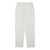 VANILLA Womens Cotton Blend White & Beige Stripe Regular Fit Straight Leg
