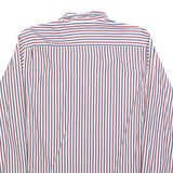TOMMY HILFIGER Mens White & Red & Navy Striped Shirt S Button Down Cotton Blend