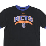 MAJESTIC Mens Black & Blue Mets Graphic T-Shirt M Short Sleeve Crew Neck