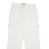 DOCKERS Womens Cotton White Regular Straight Trousers W32 L29 Casual Zip