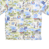 ROCKLIN Mens Blue & Green Printed Short Sleeve Shirt XL Summer Casual