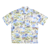 ROCKLIN Mens Blue & Green Printed Short Sleeve Shirt XL Summer Casual