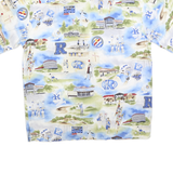 ROCKLIN Mens Blue & Green Printed Short Sleeve Shirt XL Summer Casual