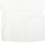 Womens White Plain Shirt M Cotton Blend Regular Fit Button Collar Casual