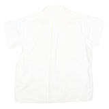 Womens White Plain Shirt M Cotton Blend Regular Fit Button Collar Casual